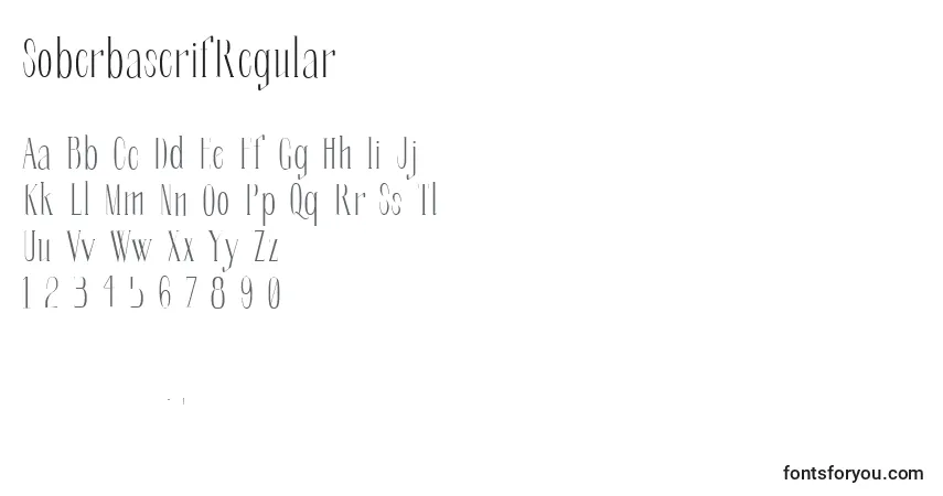 Шрифт SoberbaserifRegular – алфавит, цифры, специальные символы