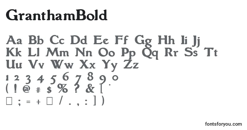 A fonte GranthamBold – alfabeto, números, caracteres especiais
