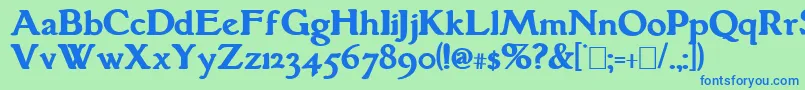 GranthamBold-fontti – siniset fontit vihreällä taustalla