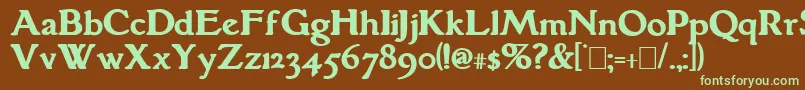 フォントGranthamBold – 緑色の文字が茶色の背景にあります。