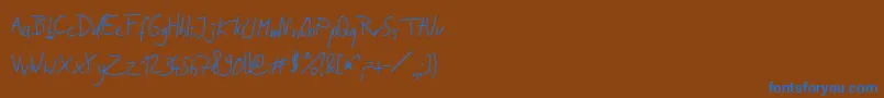 JakobsHandwritingTtf-Schriftart – Blaue Schriften auf braunem Hintergrund