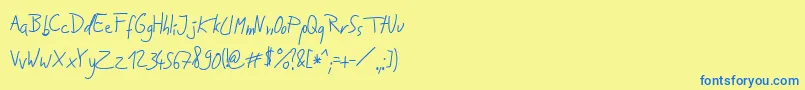 Police JakobsHandwritingTtf – polices bleues sur fond jaune