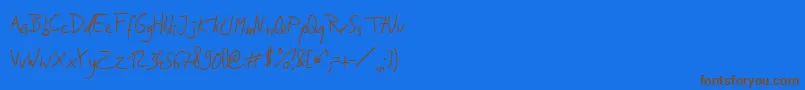 Fonte JakobsHandwritingTtf – fontes marrons em um fundo azul
