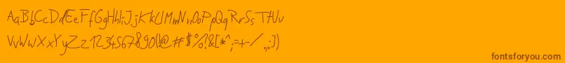 JakobsHandwritingTtf-Schriftart – Braune Schriften auf orangefarbenem Hintergrund