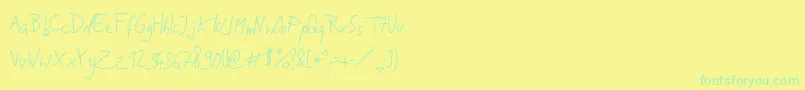 JakobsHandwritingTtf-Schriftart – Grüne Schriften auf gelbem Hintergrund