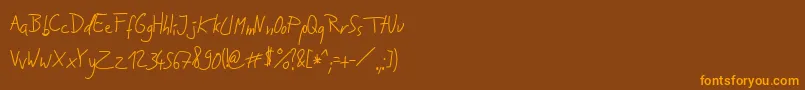 JakobsHandwritingTtf Font – Orange Fonts on Brown Background
