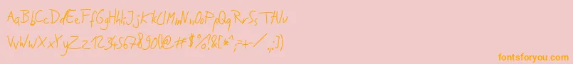 JakobsHandwritingTtf-Schriftart – Orangefarbene Schriften auf rosa Hintergrund