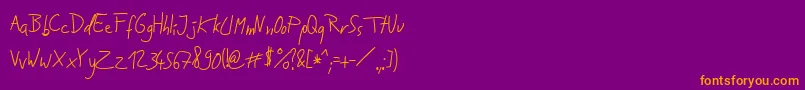 Fonte JakobsHandwritingTtf – fontes laranjas em um fundo violeta