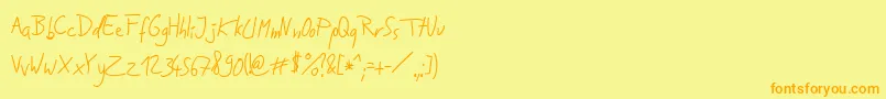 JakobsHandwritingTtf Font – Orange Fonts on Yellow Background