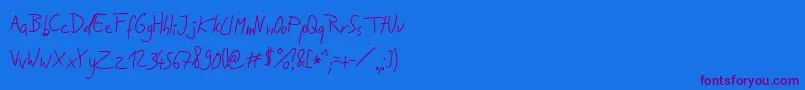 En savoir plus sur la police JakobsHandwritingTtf Police JakobsHandwritingTtf – polices violettes sur fond bleu
