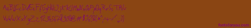 JakobsHandwritingTtf Font – Purple Fonts on Brown Background