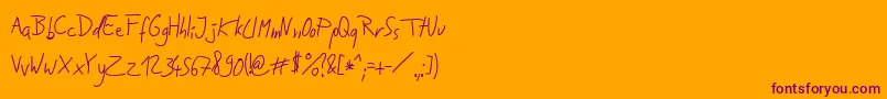 More about JakobsHandwritingTtf Font JakobsHandwritingTtf Font – Purple Fonts on Orange Background