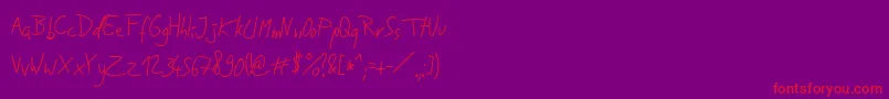 JakobsHandwritingTtf Font – Red Fonts on Purple Background