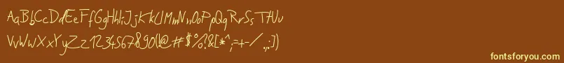 Подробнее о шрифте JakobsHandwritingTtf Шрифт JakobsHandwritingTtf – жёлтые шрифты на коричневом фоне