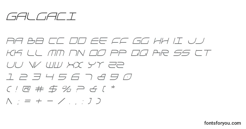 Czcionka Galgaci – alfabet, cyfry, specjalne znaki