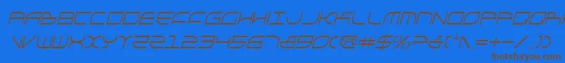 フォントGalgaci – 茶色の文字が青い背景にあります。