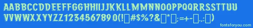 JungleRoarBold-Schriftart – Grüne Schriften auf blauem Hintergrund