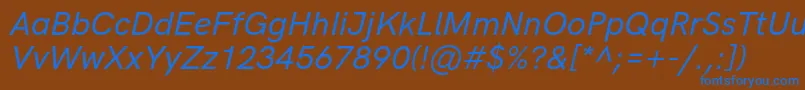 HkgroteskMediumitalic Font – Blue Fonts on Brown Background