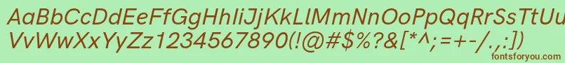 HkgroteskMediumitalic Font – Brown Fonts on Green Background