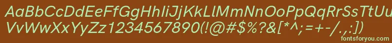 HkgroteskMediumitalic Font – Green Fonts on Brown Background