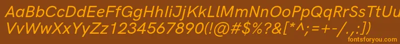 HkgroteskMediumitalic Font – Orange Fonts on Brown Background