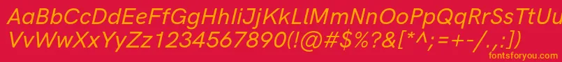 HkgroteskMediumitalic Font – Orange Fonts on Red Background