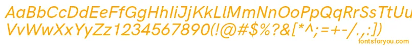 HkgroteskMediumitalic-Schriftart – Orangefarbene Schriften auf weißem Hintergrund