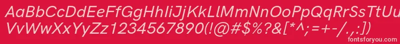 HkgroteskMediumitalic Font – Pink Fonts on Red Background