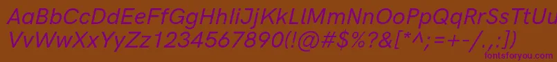 HkgroteskMediumitalic Font – Purple Fonts on Brown Background