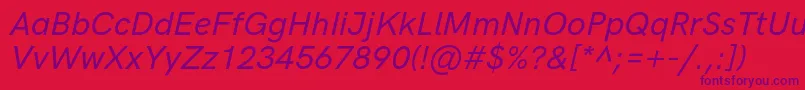 Więcej informacji o czcionce HkgroteskMediumitalic Czcionka HkgroteskMediumitalic – fioletowe czcionki na czerwonym tle