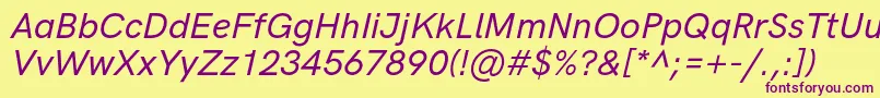 HkgroteskMediumitalic Font – Purple Fonts on Yellow Background