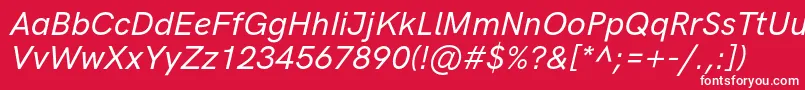 Fonte HkgroteskMediumitalic – fontes brancas em um fundo vermelho