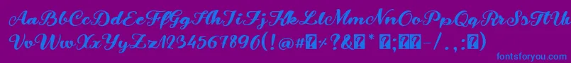 Czcionka SnowmandudesRegular – niebieskie czcionki na fioletowym tle