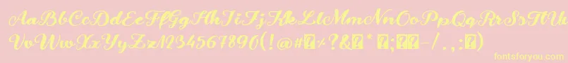 SnowmandudesRegular-Schriftart – Gelbe Schriften auf rosa Hintergrund