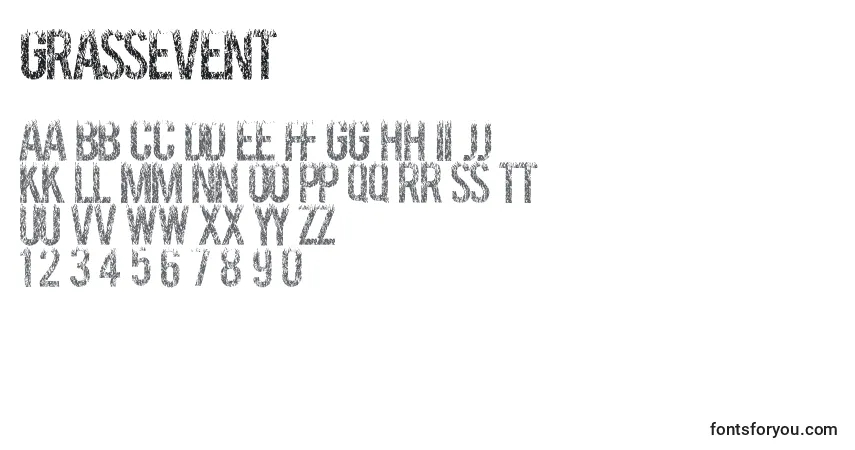 Fuente Grassevent - alfabeto, números, caracteres especiales