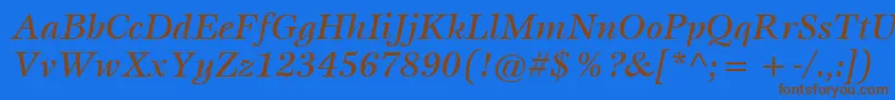 フォントItcEspritLtMediumItalic – 茶色の文字が青い背景にあります。