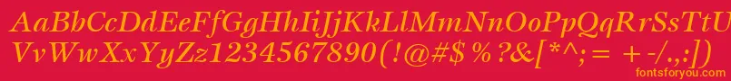 ItcEspritLtMediumItalic Font – Orange Fonts on Red Background