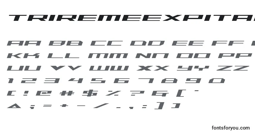 Шрифт Triremeexpital – алфавит, цифры, специальные символы