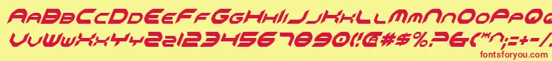OmniGirlCondensedItalic-Schriftart – Rote Schriften auf gelbem Hintergrund