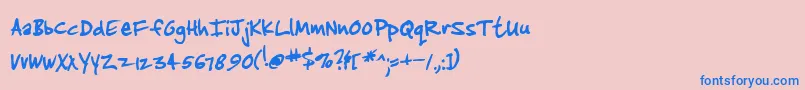 フォントJenkt – ピンクの背景に青い文字