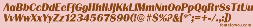 Fonte GrenobleserialXboldItalic – fontes marrons em um fundo rosa