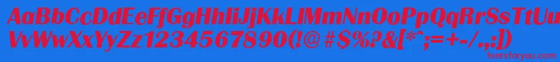 GrenobleserialXboldItalic Font – Red Fonts on Blue Background