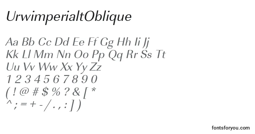 Шрифт UrwimperialtOblique – алфавит, цифры, специальные символы