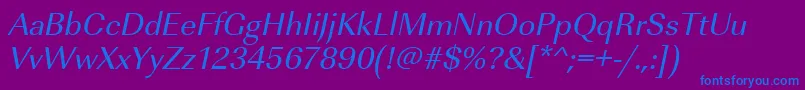 Шрифт UrwimperialtOblique – синие шрифты на фиолетовом фоне