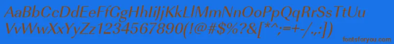 Шрифт UrwimperialtOblique – коричневые шрифты на синем фоне