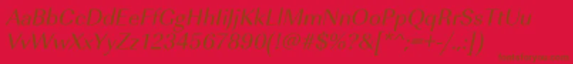 UrwimperialtOblique-Schriftart – Braune Schriften auf rotem Hintergrund