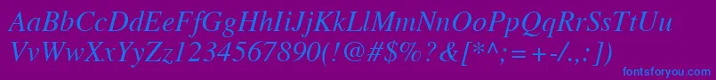 TimesLtItalic Font – Blue Fonts on Purple Background