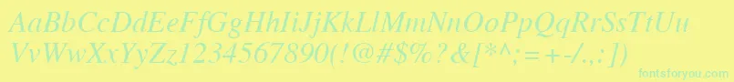 TimesLtItalic Font – Green Fonts on Yellow Background