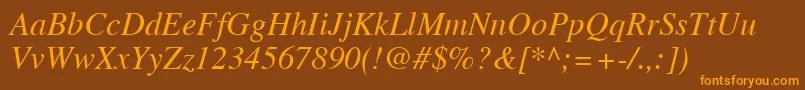 Fonte TimesLtItalic – fontes laranjas em um fundo marrom