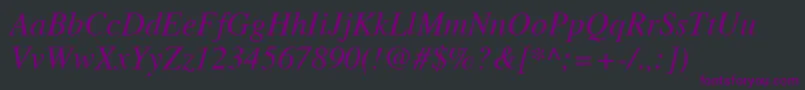 TimesLtItalic-Schriftart – Violette Schriften auf schwarzem Hintergrund